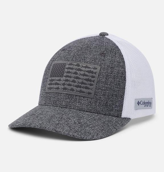 Columbia PFG Mesh Fish Flag Hats Grey White For Men's NZ41289 New Zealand